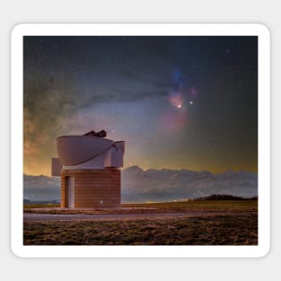 The rise of Scorpio constellation and Milky Way above observatory in Switzerland Sticker